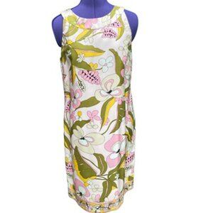 Size 8 Donna Morgan silk floral dress pink green orange yellow